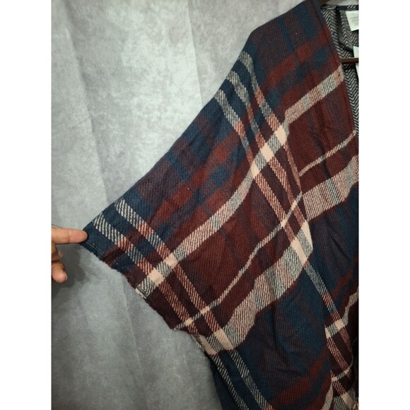 NEW Liz Claiborne Plaid Shawl Wrap Kimono One Size Fringe Boho Western Casual - Picture 6 of 10
